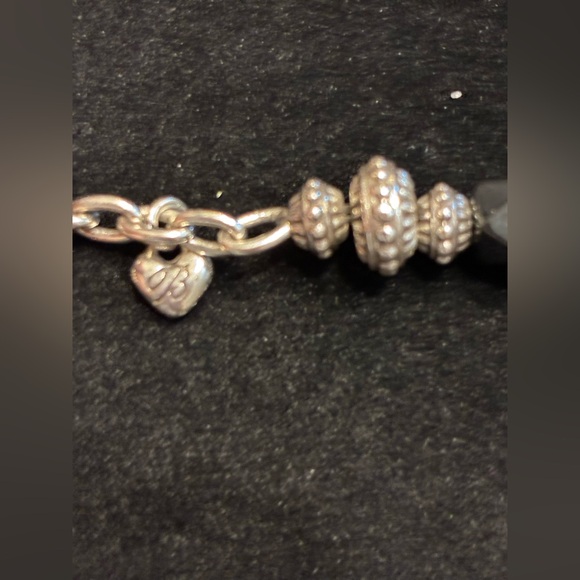 Brighton Silver-Tone and Black Beaded Heart Charm Bracelet - Picture 11 of 13